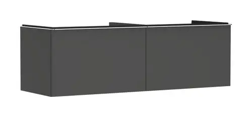 Waschtischunterschrank in Diamantgrau Matt von Hansgrohe, mit zwei Schubkästen, geeignet für Aufsatzwaschtisch, einfache, rechteckige Form.